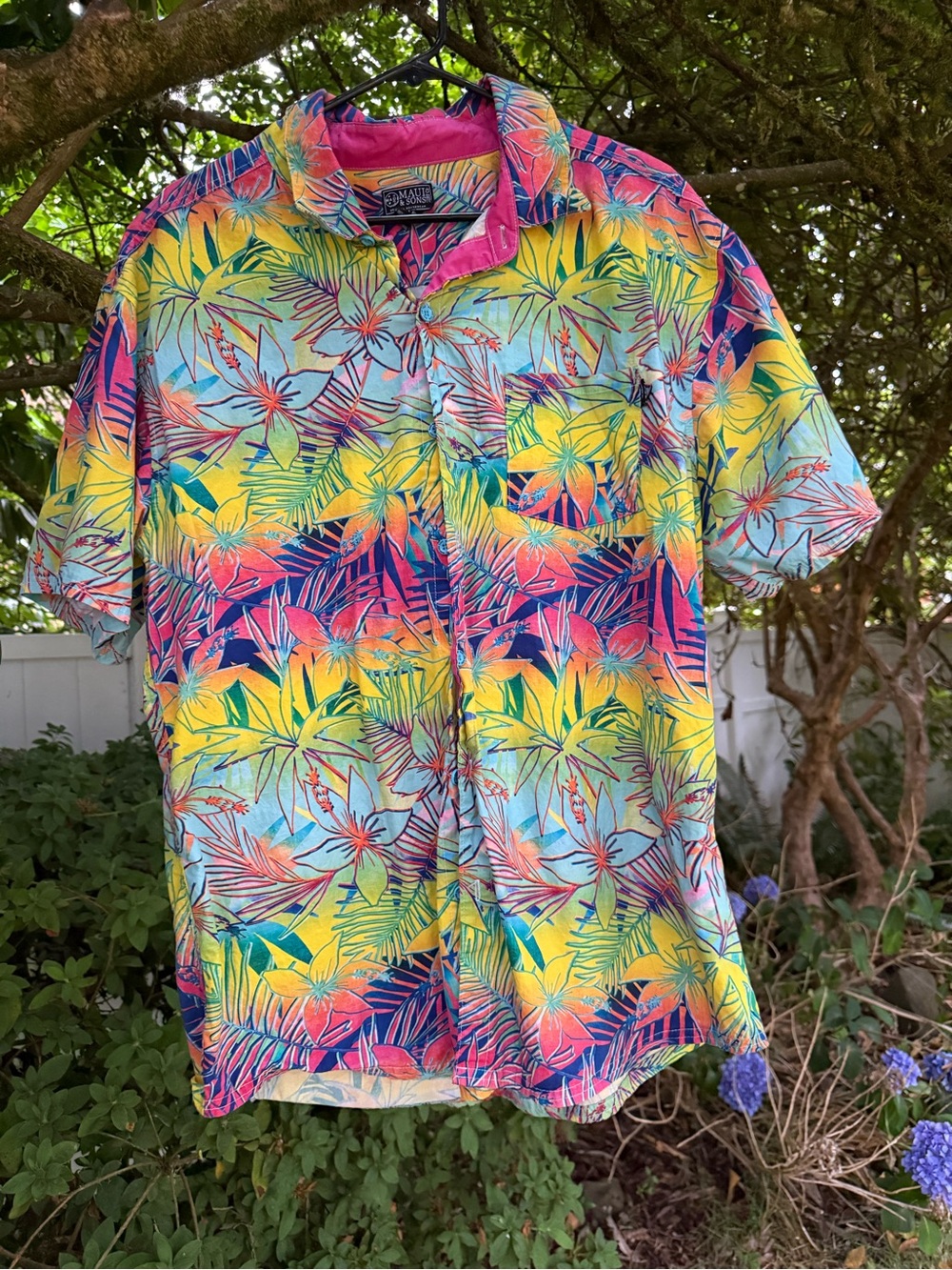 Maui & Sons Surf Tropical Hawaiian Shirt XL 100% Cotton